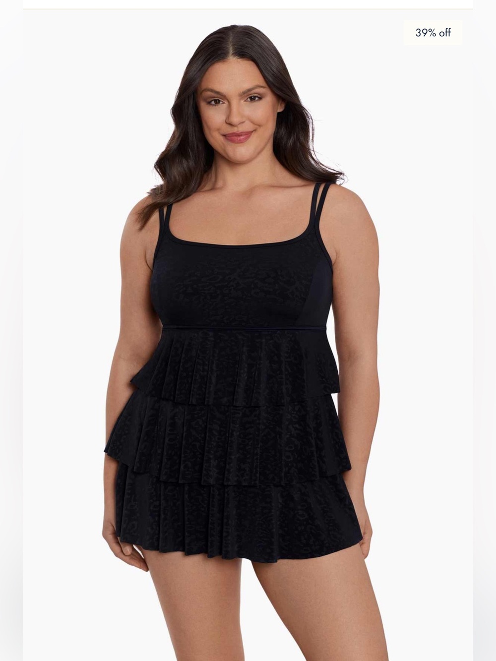 Longitude Black Long Torso Triple Tier Swim Dress - Boss Lady